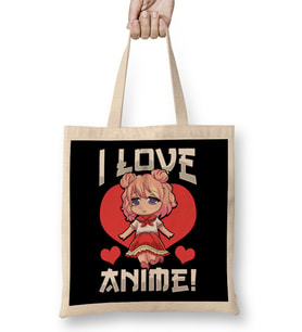 Adorable I Love Anime Girl Japanese Kawaii Bez Çanta Uzun Saplı