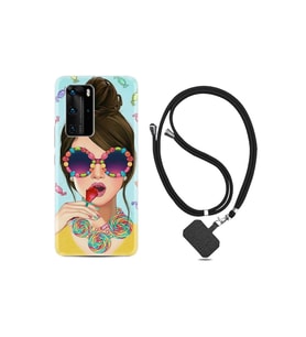 Huawei P40 Pro Kılıf Desenli Silikon Boyun Askılı Sugar And Woman 1418
