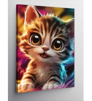 Kanvas Tablo Renkli Fon Yavru Kedi
