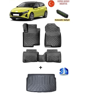 Rizline Hyundai i20 2020 Sonrası Uyumlu 3D Havuzlu Paspas ve Bagaj Havuzu Seti (Jump-Style-Elite) ASMA KOKU VE NUMARATÖR HEDİYELİ