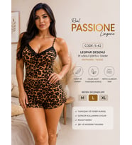 Real Passıone Lingerie Şort Takım - LEOPAR - L - ST09738-LEOPAR-L