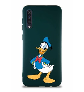 Samsung Galaxy A50 Soft Premier Kapak Donald Duck-C Tasarımlı Silikon Kılıf - Yeşil (Şeffaf)