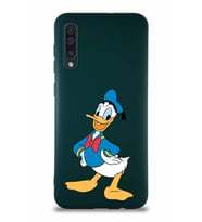 Samsung Galaxy A50 Soft Premier Kapak Donald Duck-C Tasarımlı Silikon Kılıf - Yeşil (Şeffaf)