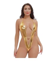 Fantezi Altın Parlak Bodysouit   BC10135