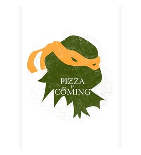 Pizza Geliyor (kaplumbağa Yeşili Versiyonu) Tablo Ahşap Poster Dekoratif