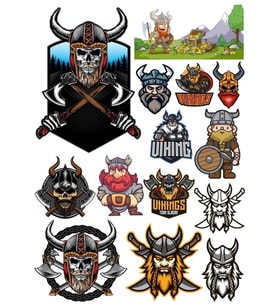 Vikings İsklelet ve Savaşçı Sticker Set 17 Parça Telefon, Tablet, Defter, Laptop Sticker