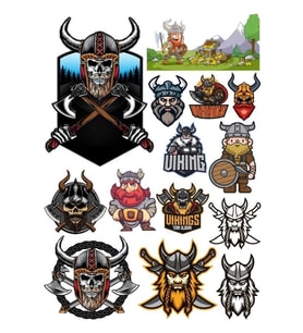 Vikings İsklelet ve Savaşçı Sticker Set 17 Parça Telefon, Tablet, Defter, Laptop Sticker