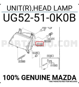 Mazda B2500 Pıckup Ön Far Sağ 1998-2001 (Oem No:  Ug52-51-0K0B)