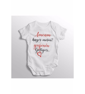 Amcam Hazır Mısın Yeğenin Geliyor Yazılı Baskılı Bebek Zıbını