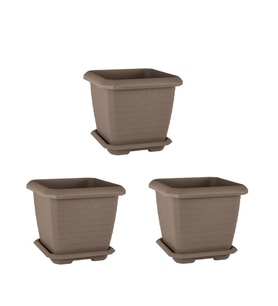 Omnipazar SO-HK03 Hisar Kare Tabaklı Saksı 25.5 litre Mocha 3 Adet
