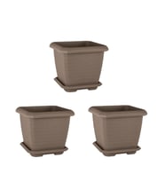 Omnipazar SO-HK03 Hisar Kare Tabaklı Saksı 25.5 litre Mocha 3 Adet