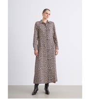 LCW Modest Kahverengi Modal Karışımlı Leopar Desenli Gömlek Elbise