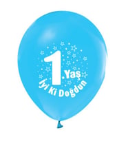 Balon baskılı 12 inc 1+1 iyiki doğdun 1 yaş mavi pk:100-