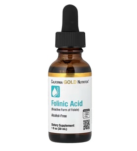 California Gold Nutrition, Folinic Acid, Alcohol Free, 1 fl oz (30 ml). (Renksiz)