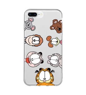 Iphone 7 Plus ve 8 Plus Uyumlu Garfield Tasarımlı Şeffaf Telefon Kılıfı