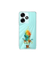 Infinix Hot 30 ile uyumlu Splash ahtapot tasarımlı şeffaf silikon kılıf