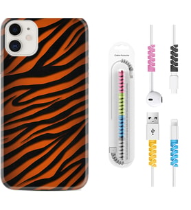 Apple iPhone 11 12 13 Mini Kılıf Kablo Koruma Spiral Silikon Leopar Yeni 1676