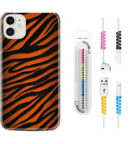 Apple iPhone 11 12 13 Mini Kılıf Kablo Koruma Spiral Silikon Leopar Yeni 1676