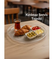 Sunum Tepsisi Kırılmaz Çay Tepsisi BPA Free Servis Tepsisi Şeffaf 39x39 cm