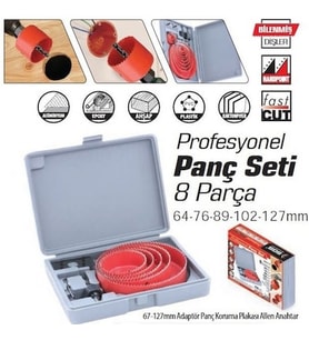 8 Parça Panç Seti Ahşap Kartonpiyer Sunta Alçıpan Delici Testere 8 Parça Ahşap Kartonpiyer Panç Seti