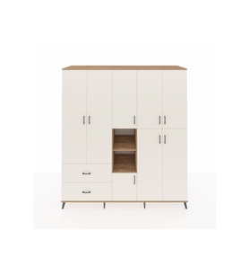 Kronos Dolap 12 Raflı 2 Çekmeceli Tek Askılı 220x59x243 Çam-Aytaşı/Aytaşı