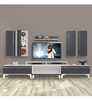 Decoraktiv Ekoflex 8D Mdf Silver Tv Ünitesi Tv Sehpası - Beyaz Antrasit (Beyaz - Antrasit)