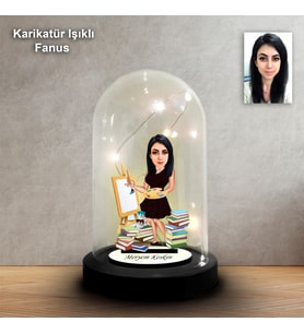 KİŞİYE ÖZEL RESSAM TASARIMLI IŞIKLI KARİKATÜR FANUS BİBLO FN174