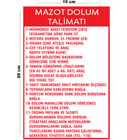 Metal Mazot Dolum Talimatı 15 Cm x 20 Cm Uyarı Levhası Yönlendirme Tabelası