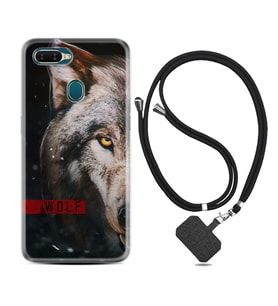 Oppo A5S A15 A16 A54 A55 A73 A74 Kılıf Boyun Askılı Silikon Wolf Eyes 1758
