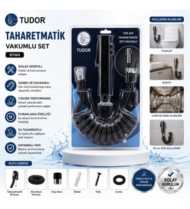 SİYAH TAHARATMATİK SETİ TAHARATMETİK EL DUŞU- HORTUM - MAFSAL VAKUMLU SET (5343)