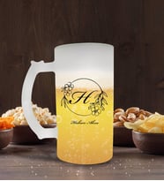 BK Gift Kişiye Özel Baş Harf İsim Tasarımlı Buzlu Cam Bira Bardağı 50cl-5 (Beyaz)