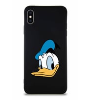 Apple iPhone XS Max Soft Premier Kapak Donald Duck-B Tasarımlı Silikon Kılıf - Siyah (Şeffaf)