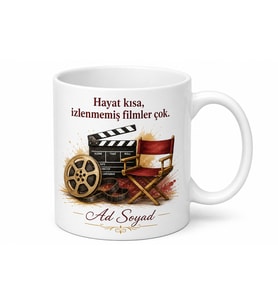 Film İzleyicisine Özel Tasarım Baskılı Porselen Kupa Bardak Hediye