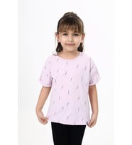 Toontoy Kız Çocuk Baskılı Tişört (Açık Lila)