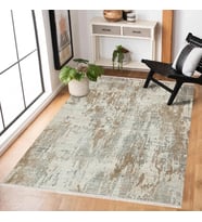 Eskitme Vintage Krem Halı Salon Halısı Dijital Baskılı Kaymaz Tabanlı Modern Koridor