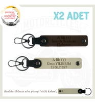 Motorcu Eşe Doğum Günü Hediyesi, İsim Plaka ve A Rh (+) Kan Grubu x2 Anahtarlık, K Kahve-S Kahve-SK