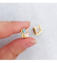 Vaoov 925 Ayar Gümüş Mineli Pembe Çocuk Küpe  (Gold)