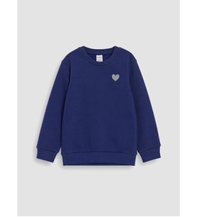 LC WAIKIKI Lacivert Kalp Baskılı Kız Çocuk Sweatshirt