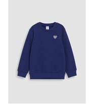 LC WAIKIKI Lacivert Kalp Baskılı Kız Çocuk Sweatshirt
