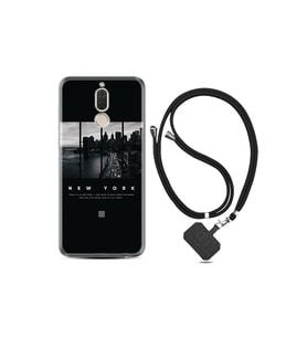 Huawei Mate 10 Lite Kılıf Silikon Desen Boyun Askılı New York 1612