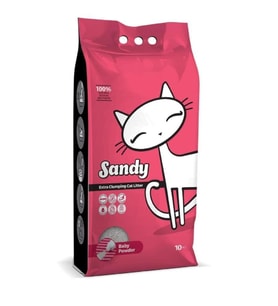 Sandy Bebek Pudralı Tozsuz Topaklanan Sodyum Bentonit Gri Kedi Kumu 10kg