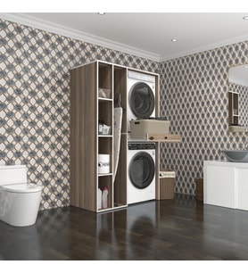Kenzlife çamaşır-kurutma makinesi dolabı gutas sol crd 187*120*60 çekmeceli banyo (Beyaz)