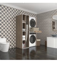 Kenzlife çamaşır-kurutma makinesi dolabı gutas sol crd 187*120*60 çekmeceli banyo (Beyaz)