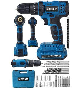 Alman 58 V 5 Ah Darbeli Lityum Çift Akülü Vidalama Matkap 24 Pcs Set