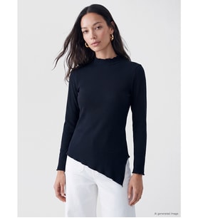 LC WAIKIKI Lacivert Asimetrik Kesim Kadın Fitilli Body