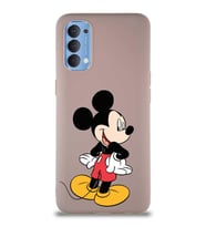 Oppo Reno 4 Soft Premier Kapak Mickey Mouse-D Tasarımlı Silikon Kılıf - Pudra (Şeffaf)