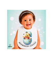 Winnie The Pooh Keten Bebek Mama Önlüğü – Yumuşak, Emici, Yıkanabilir, Özel Tasarım P208