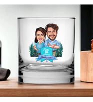 Kişiye Özel Doğada Aşk Karikatürlü Viski Bardağı