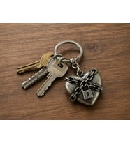 Gotik Kalp Kilit Zincirli Metal Anahtarlık Unisex Gümüş Renk
