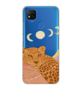 Xiaomi Redmi 9C / 10A Uyumlu Leopar Tasarımlı Şeffaf Telefon Kılıfı